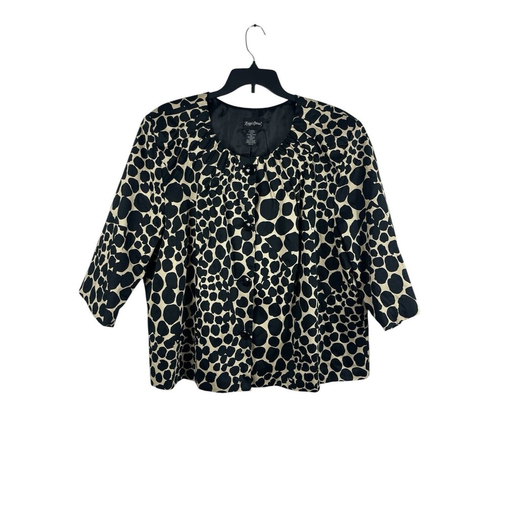 Maggie Barnes 3X Giraffe Animal Print Cropped Jacket Dressy Button Plus Size